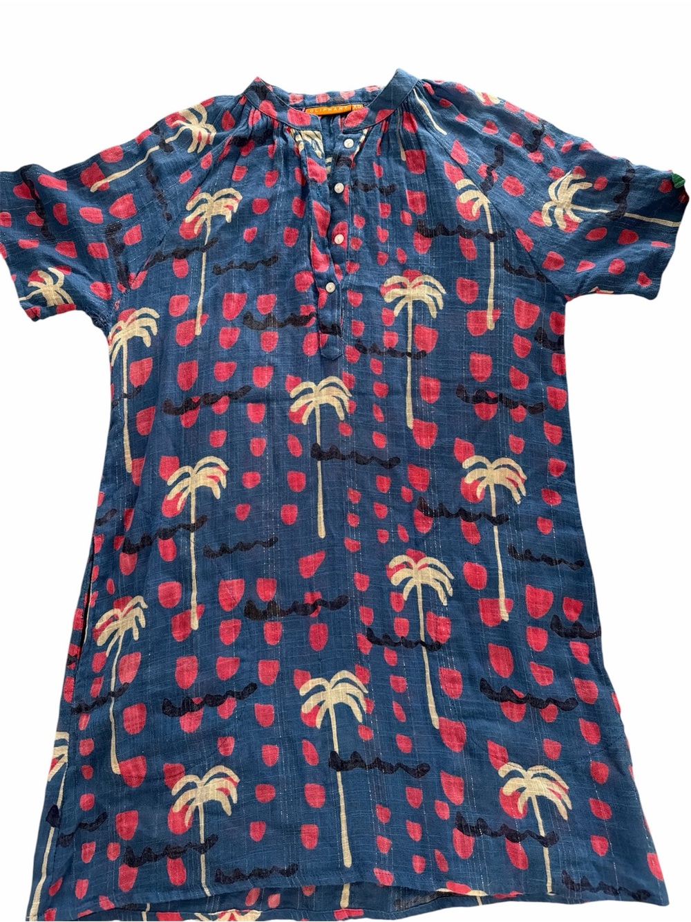 Oliphant Blue Palm Tree Print Tunic Dress/coverup.  Xs